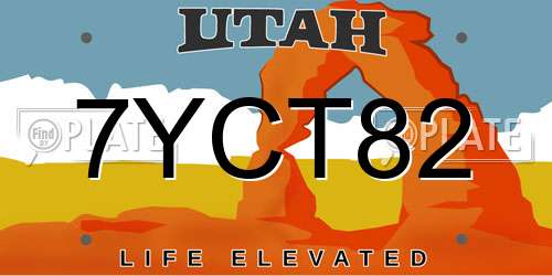 7YCT82 Utah License Plate