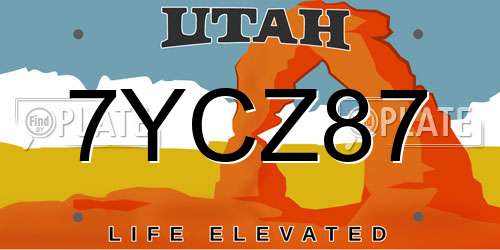 7YCZ87 Utah License Plate