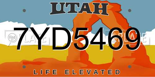 7YD5469 Utah License Plate