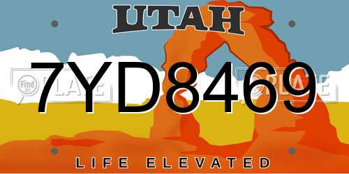 7YD8469 Utah License Plate