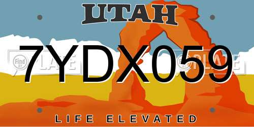 7YDX059 Utah License Plate