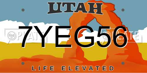 7YEG56 Utah License Plate