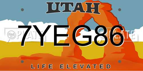 7YEG86 Utah License Plate