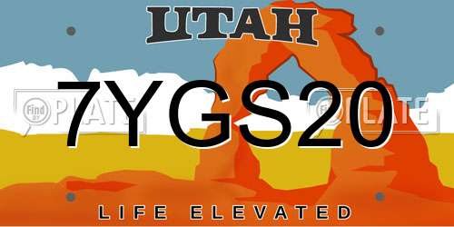 7YGS20 Utah License Plate