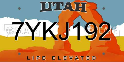 7YKJ192 Utah License Plate