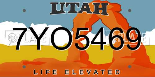 7YO5469 Utah License Plate