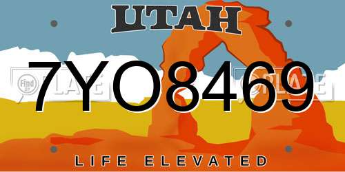 7YO8469 Utah License Plate