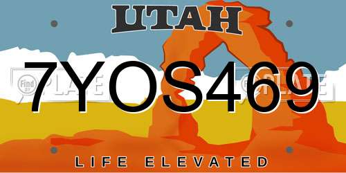 7YOS469 Utah License Plate