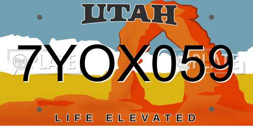 7YOX059 Utah License Plate