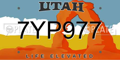 7YP977 Utah License Plate