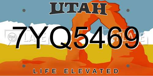 7YQ5469 Utah License Plate
