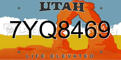 7YQ8469 Utah License Plate