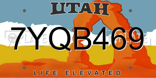 7YQB469 Utah License Plate