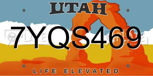 7YQS469 Utah License Plate