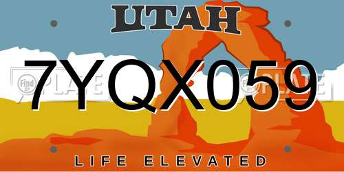 7YQX059 Utah License Plate