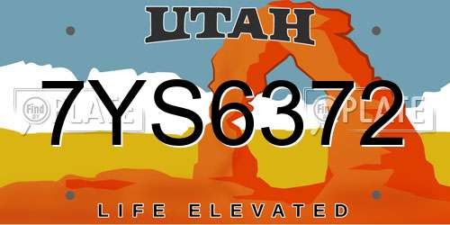7YS6372 Utah License Plate