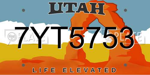 7YT5753 Utah License Plate
