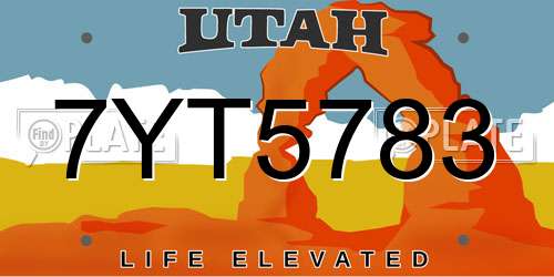 7YT5783 Utah License Plate