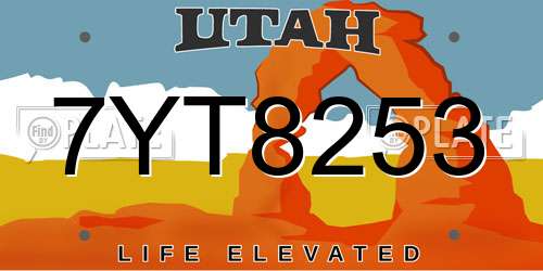 7YT8253 Utah License Plate