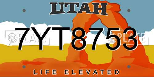 7YT8753 Utah License Plate