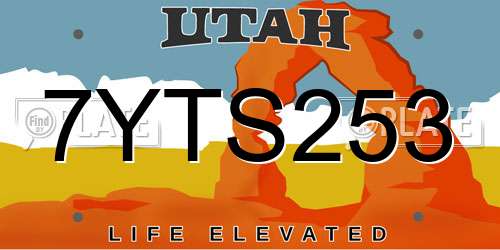 7YTS253 Utah License Plate