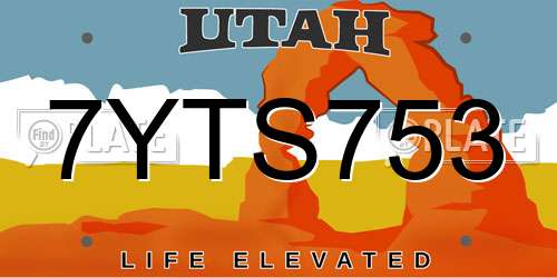 7YTS753 Utah License Plate