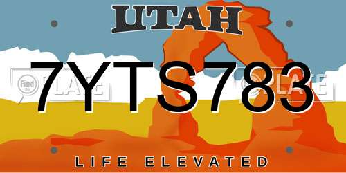 7YTS783 Utah License Plate