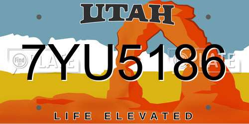7YU5186 Utah License Plate