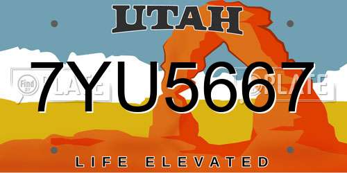 7YU5667 Utah License Plate