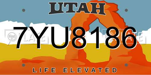 7YU8186 Utah License Plate