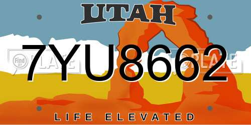 7YU8662 Utah License Plate
