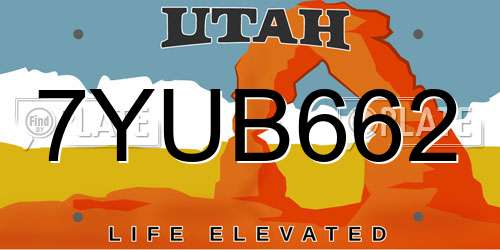 7YUB662 Utah License Plate