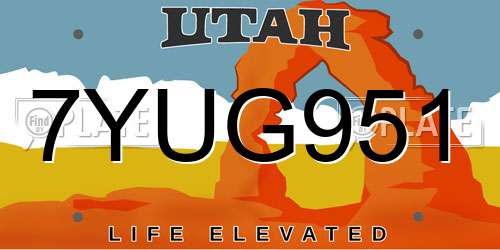 7YUG951 Utah License Plate
