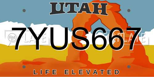 7YUS667 Utah License Plate