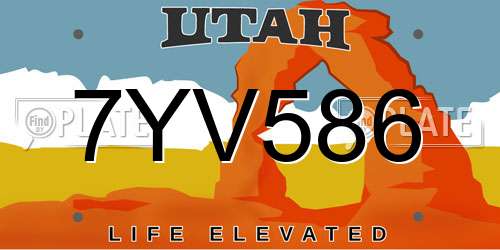 7YV586 Utah License Plate