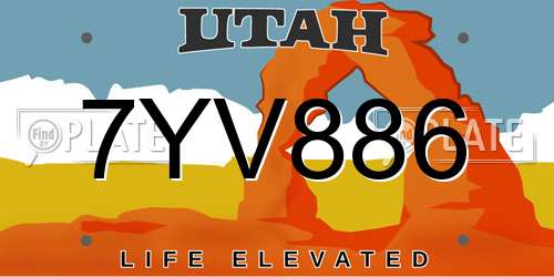 7YV886 Utah License Plate