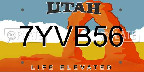 7YVB56 Utah License Plate