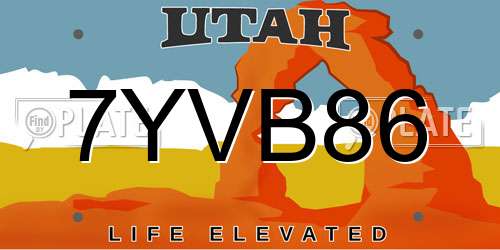7YVB86 Utah License Plate