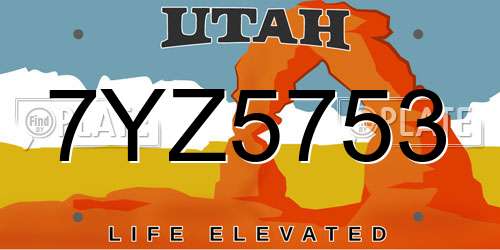 7YZ5753 Utah License Plate