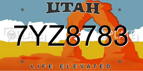 7YZ8783 Utah License Plate