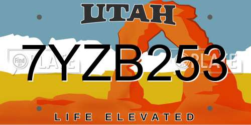 7YZB253 Utah License Plate