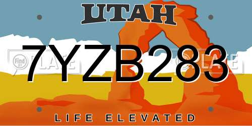 7YZB283 Utah License Plate