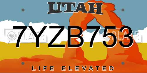 7YZB753 Utah License Plate