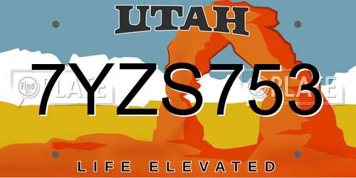 7YZS753 Utah License Plate