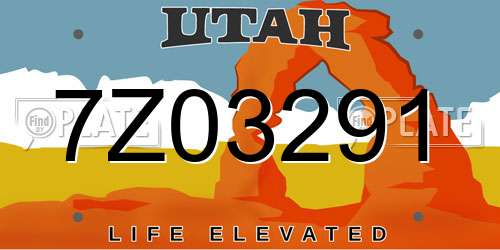 7Z03291 Utah License Plate