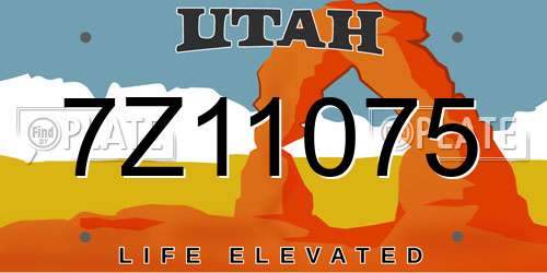 7Z11075 Utah License Plate
