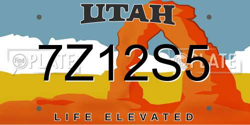 7Z12S5 Utah License Plate