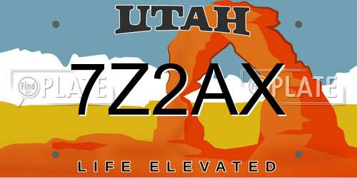 7Z2AX Utah License Plate