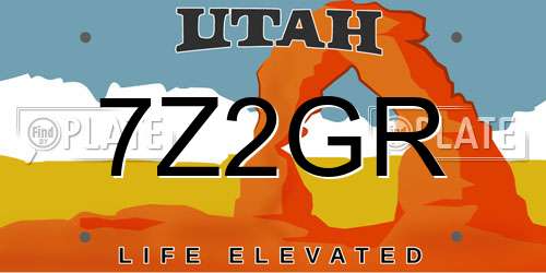 7Z2GR Utah License Plate