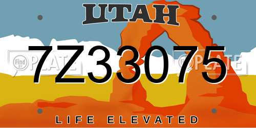 7Z33075 Utah License Plate
